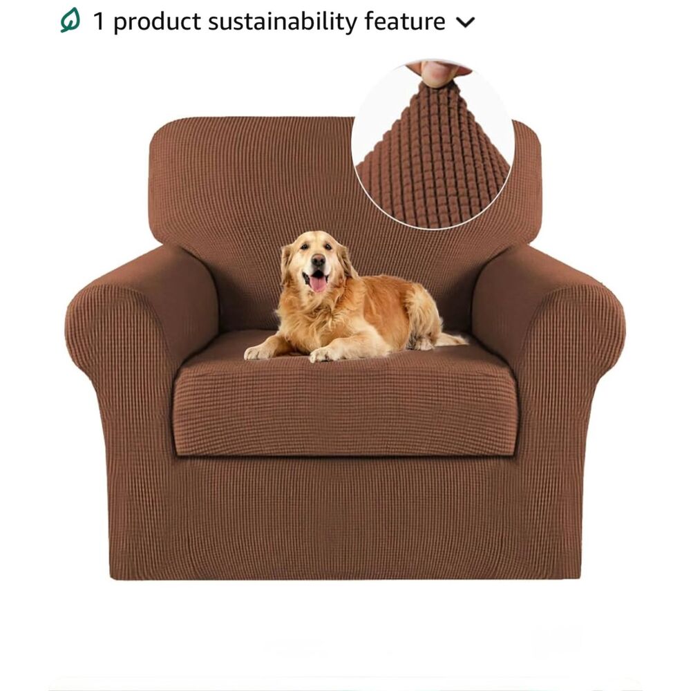 Turquoize 2 Piece Chair Stretch Slipcovers Cover -Protector Chair Color Caramel
